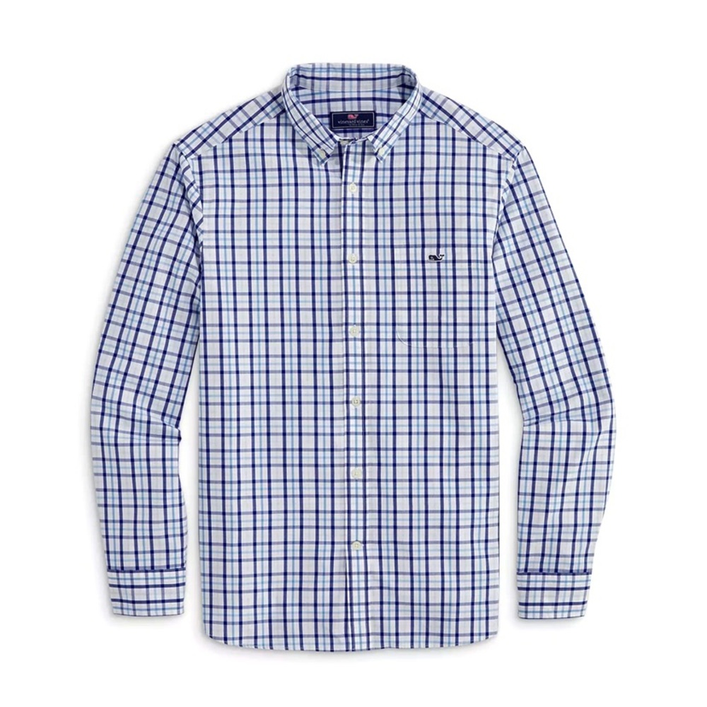 NWT men’s Authentic Vineyard Vines Classic Fit Tattersall Stretch Poplin XS